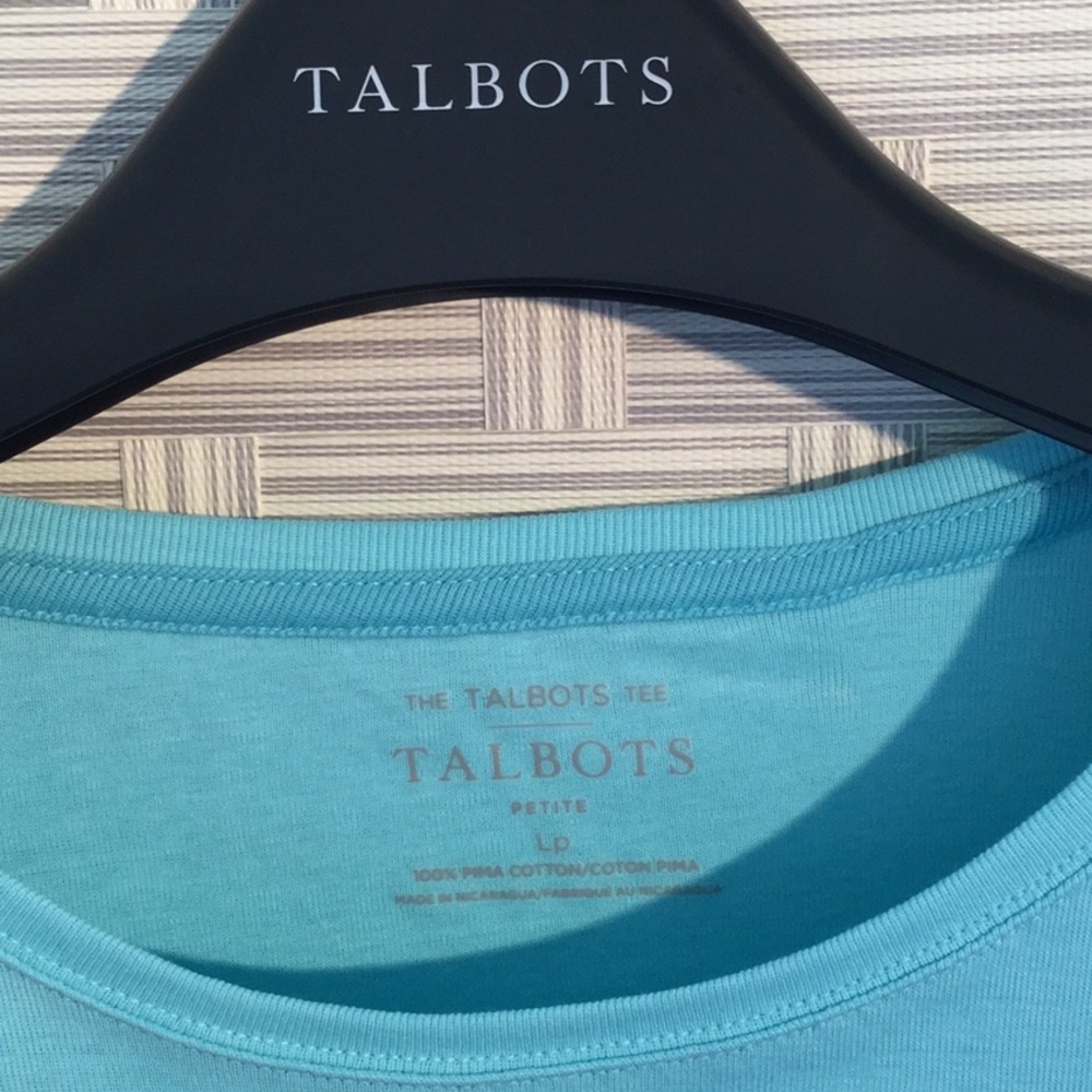 Talbots ice blue crew neck tee. - Picture 2 of 4